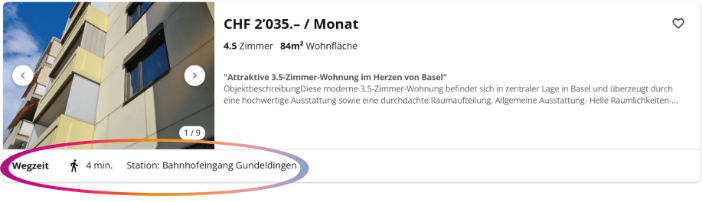 Informationen zur Wegzeit
